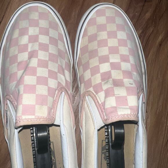 Cream Pink Checkered Old Skool Slip On Vans Size 7 Men’s Size 8.5 Women’s - Picture 8 of 13